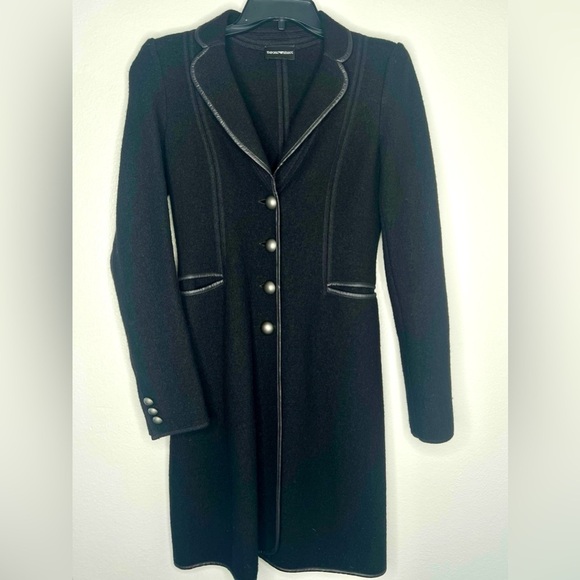 Emporio Armani women’s 100% Virgin Wool Black womens overcoat XS - Picture 3 of 12